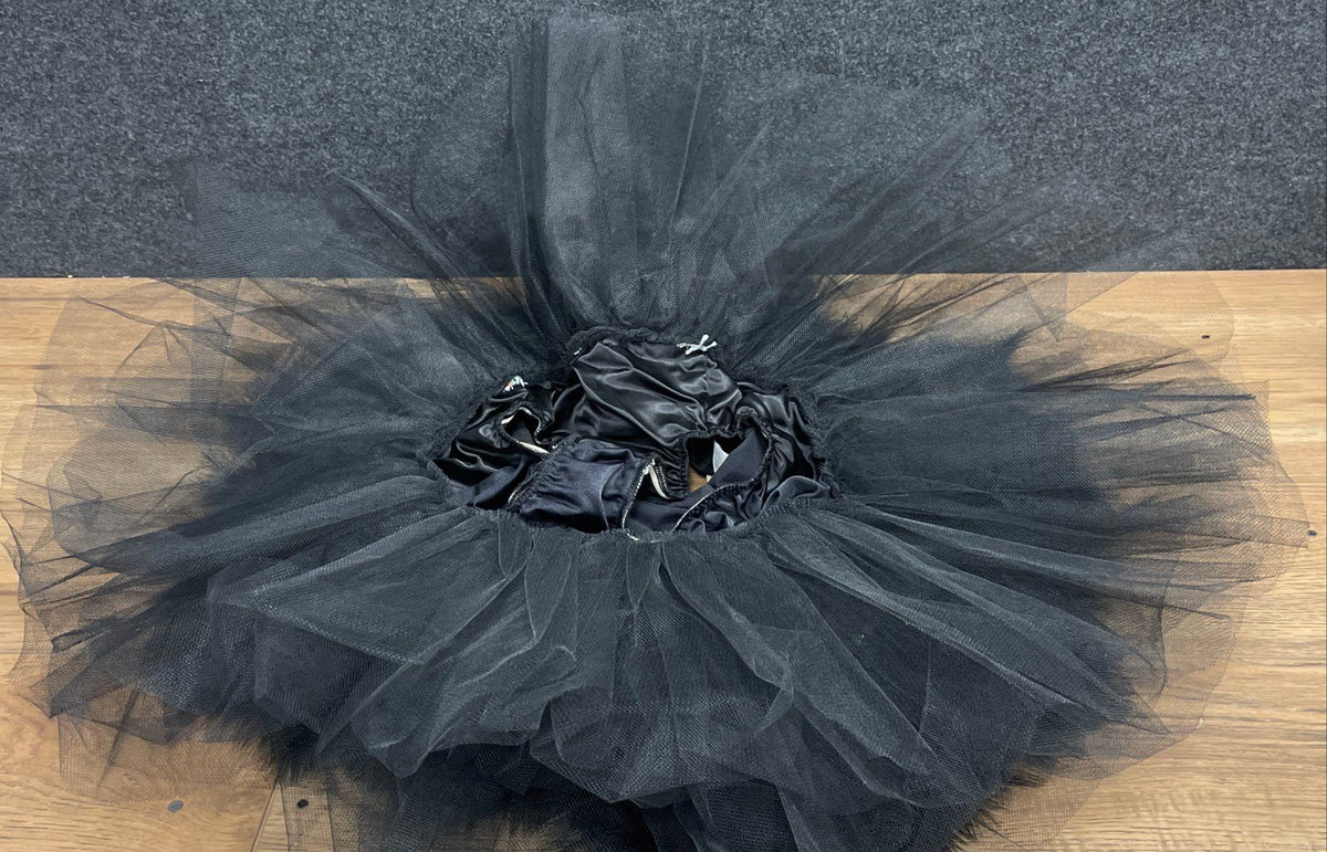 Curtain Call Costumes Girls Black Feather Sequin Dance Tutu Leotard Sz 10A USA