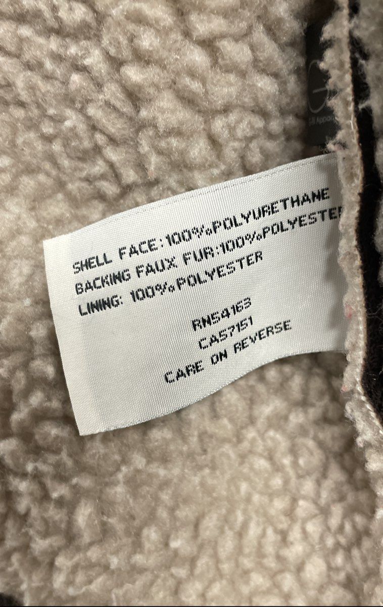 Kenneth Cole New York Women's Brown Faux Leather Sherpa Moto Biker Jacket Sz L