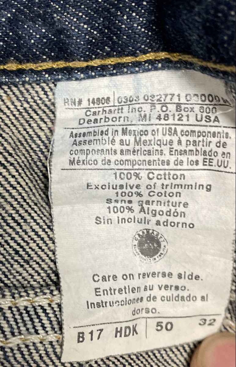 Vintage 00s Carhartt Men's B17 HDK Relaxed Tapered Denim Jeans Blue Sz 50x32