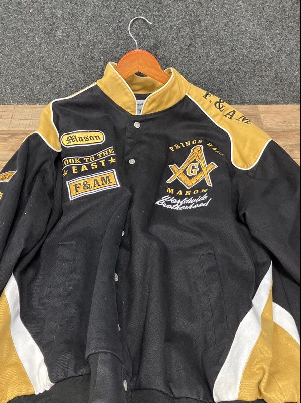 Big Boy Gear Prince Hall Freemason Fraternity Race Jacket Black Yellow 3XL 1997