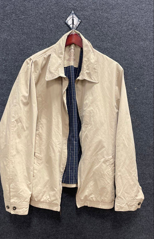 L.L. Bean Men's Beige Plaid Lined Windbreaker Harrington Jacket Sz XL Tall