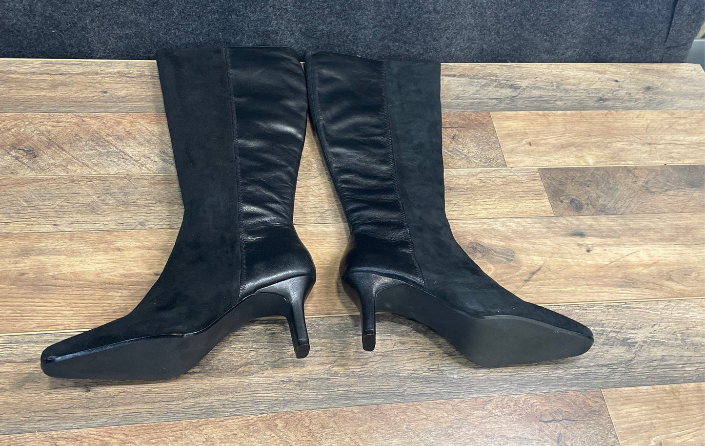 Dune London Black Suede Leather Tall Knee High Pointed Toe Boots Women's Size 39
