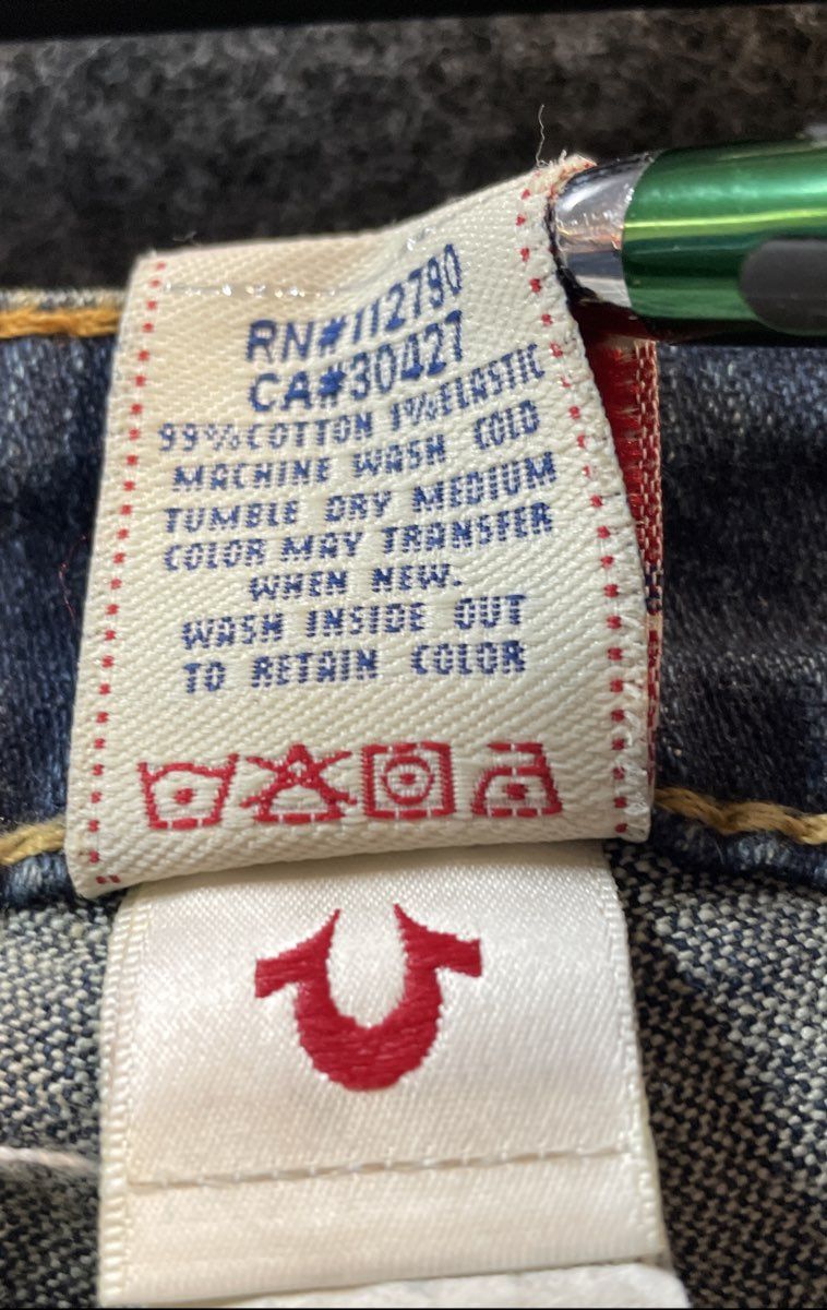 True Religion Women's Blue Skinny Flap Pocket Horseshoe Jeans Size 24