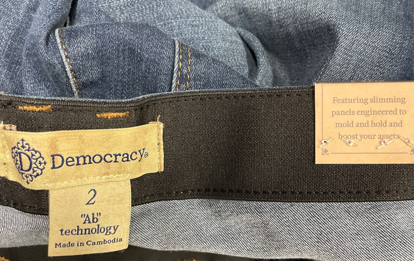 Democracy Women's Blue "Ab"solution Itty Bitty Boot Mid Rise Jeans Sz 2 NWT