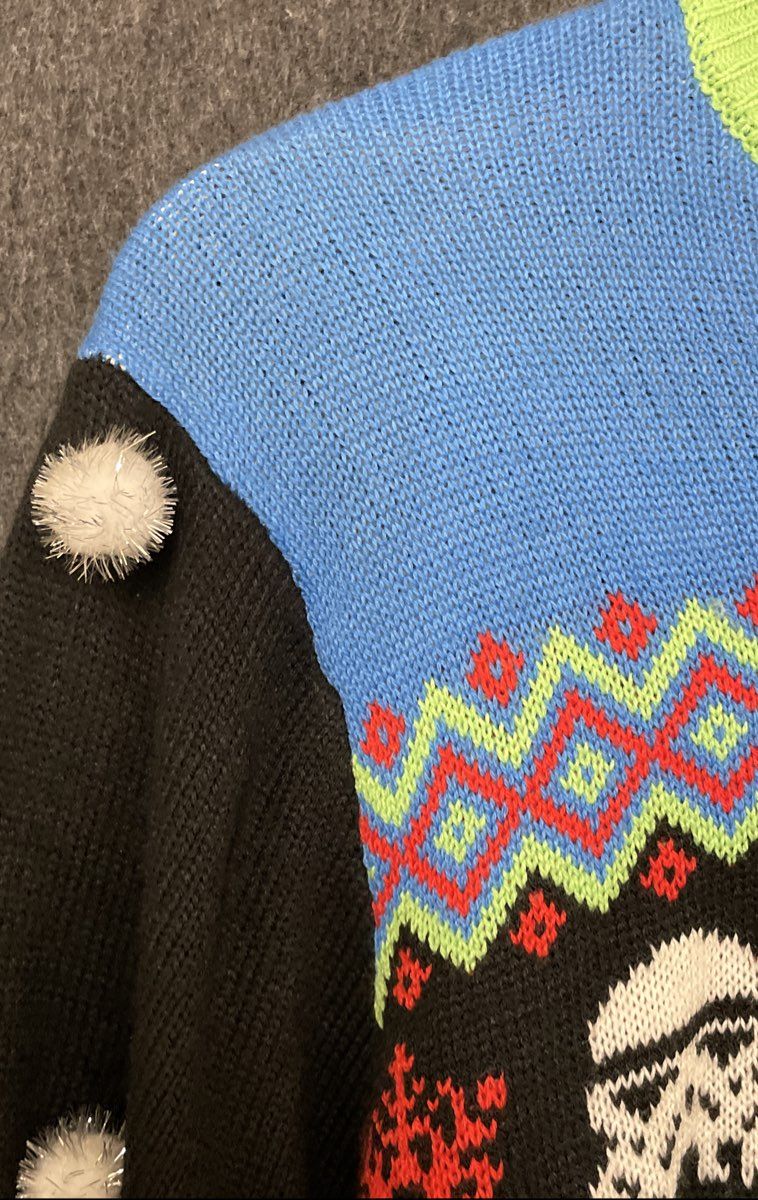 Star Wars The Mandalorian Grogu Ugly Holiday Sweater Adult Size L/XL Pom Poms