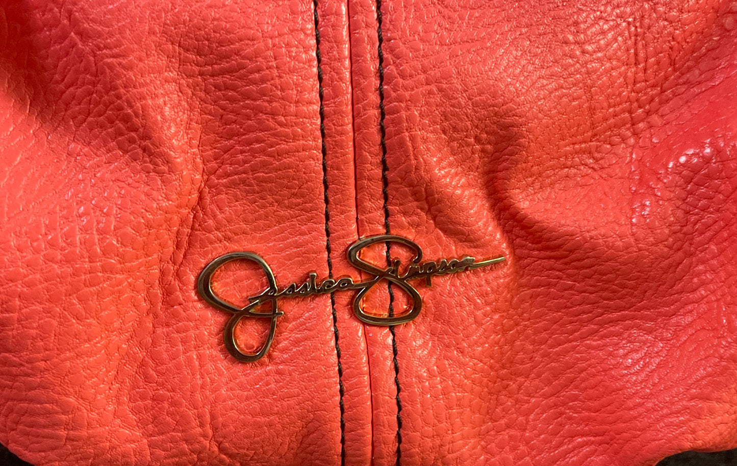 Jessica Simpson Coral Pebbled Faux Leather Shoulder Bag Gold Hardware Leopard