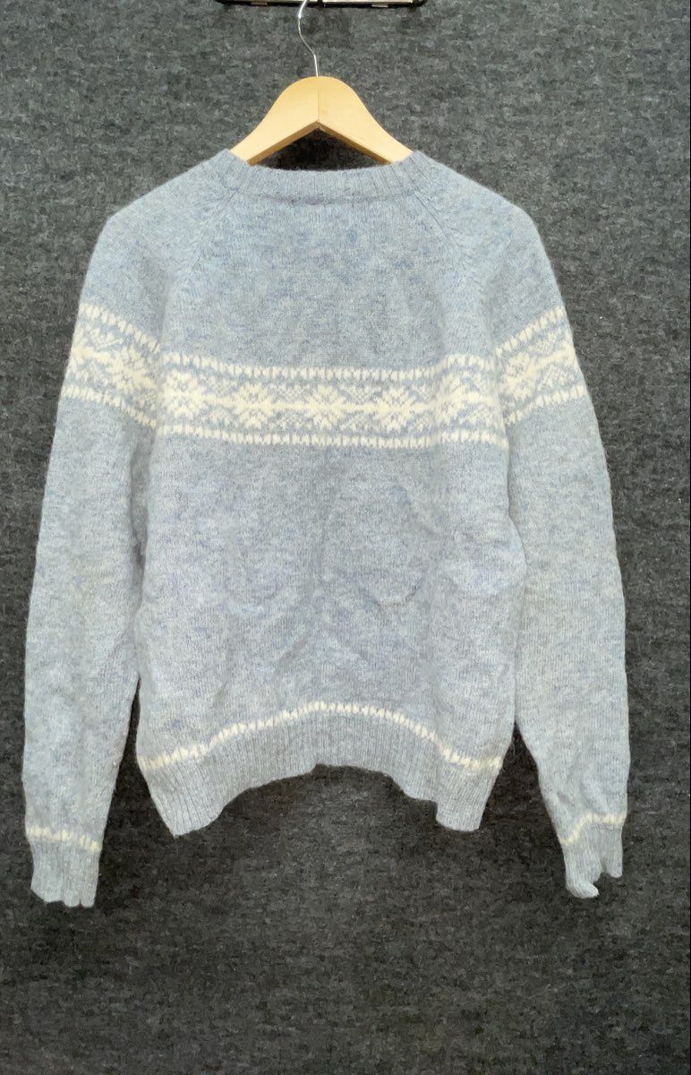 Vintage Y2K American Eagle Men's Blue Shetland Wool Fair Isle Sweater Sz M