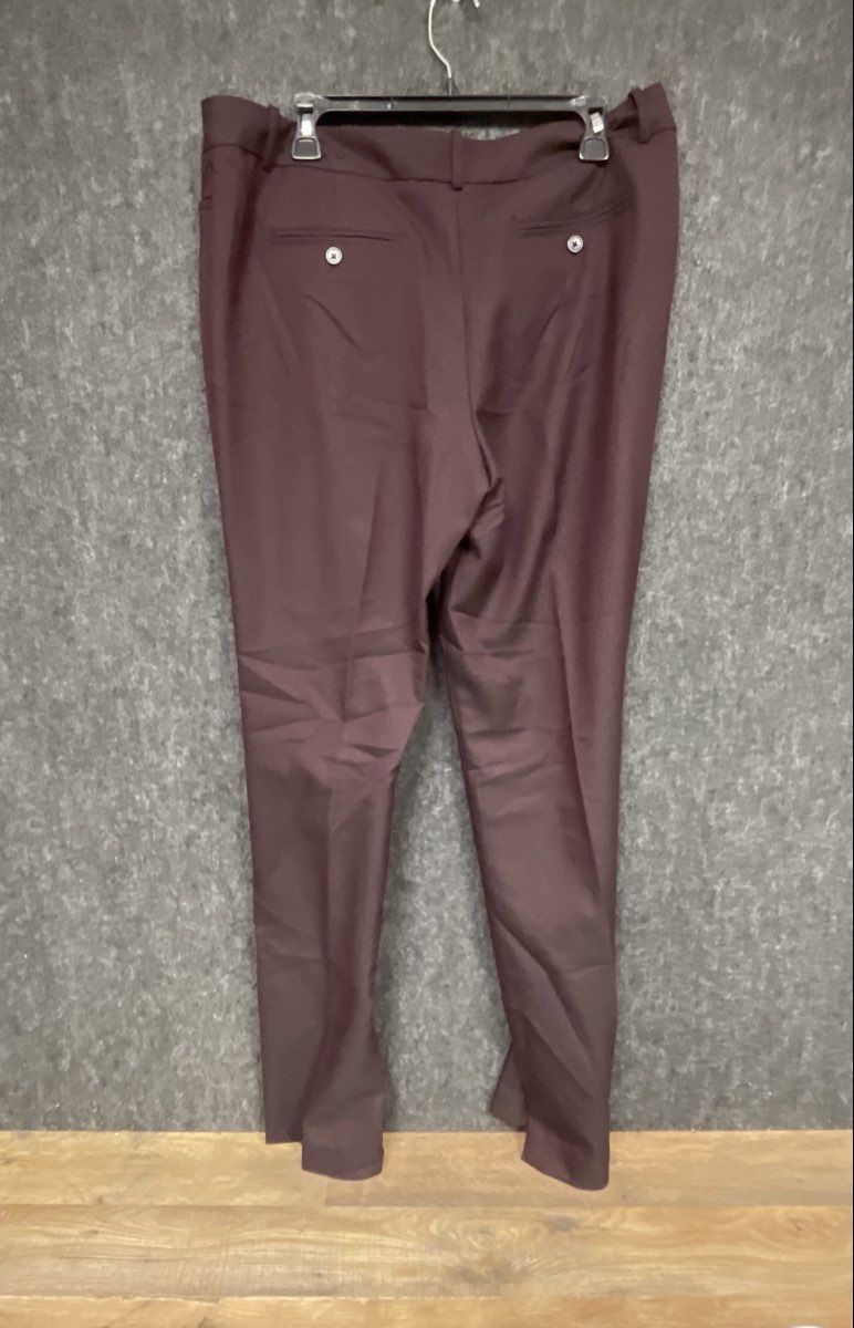 Worthington Women's Burgundy Modern Fit Textured Dress Pants Trousers Sz 14