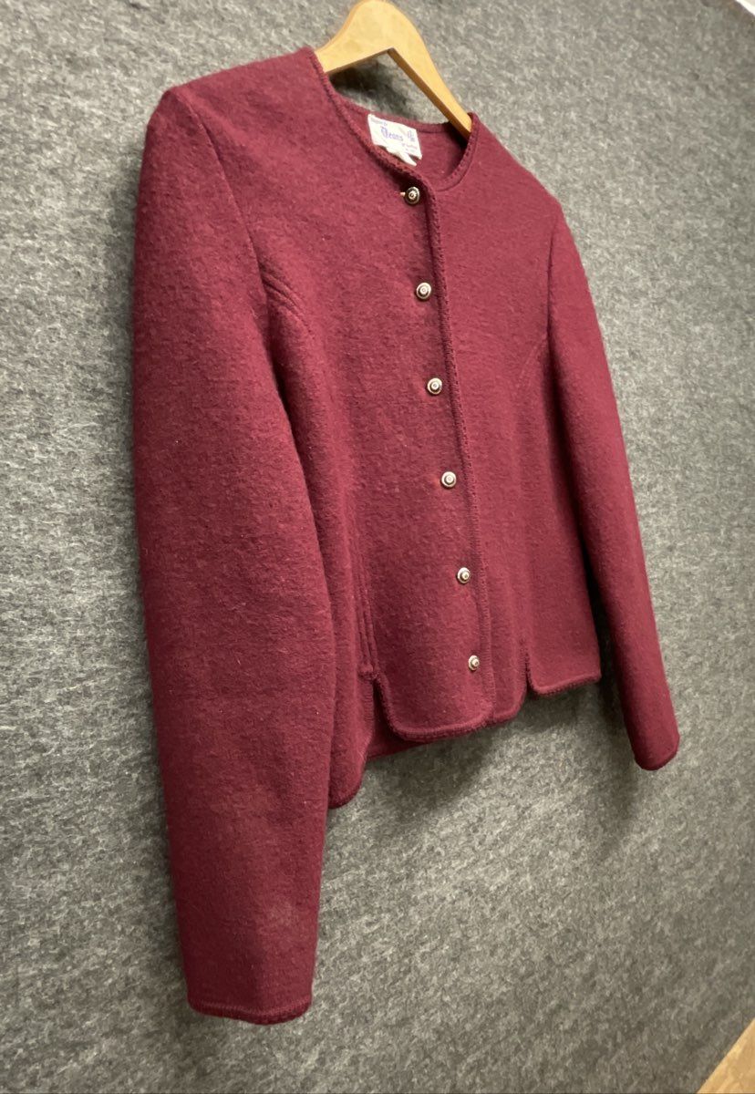 Vintage 90s Deans of Scotland Women's Purple Pure Wool Cardigan Sweater Sz 6