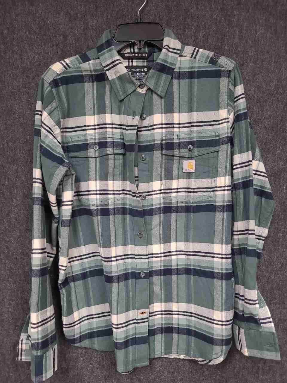 Carhartt Women's Relaxed Fit Tencel Fiber Series Plaid Button Down Shirt Sz M