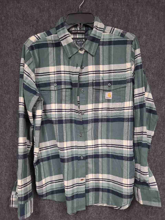 Carhartt Women's Relaxed Fit Tencel Fiber Series Plaid Button Down Shirt Sz M