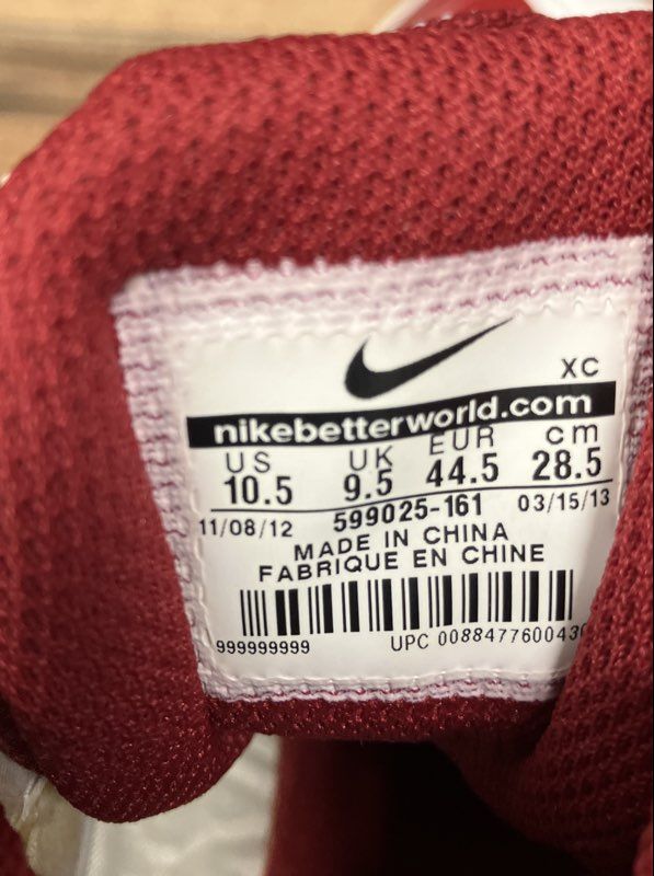 Nike Alpha Pro Mid Flywire Team Red White Football Cleats Size 10.5