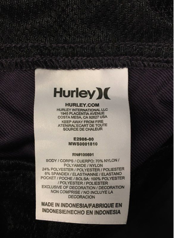 Hurley Men's Black Dri-Fit Hybrid Walk Shorts Stretch Mesh Pockets Sz 32
