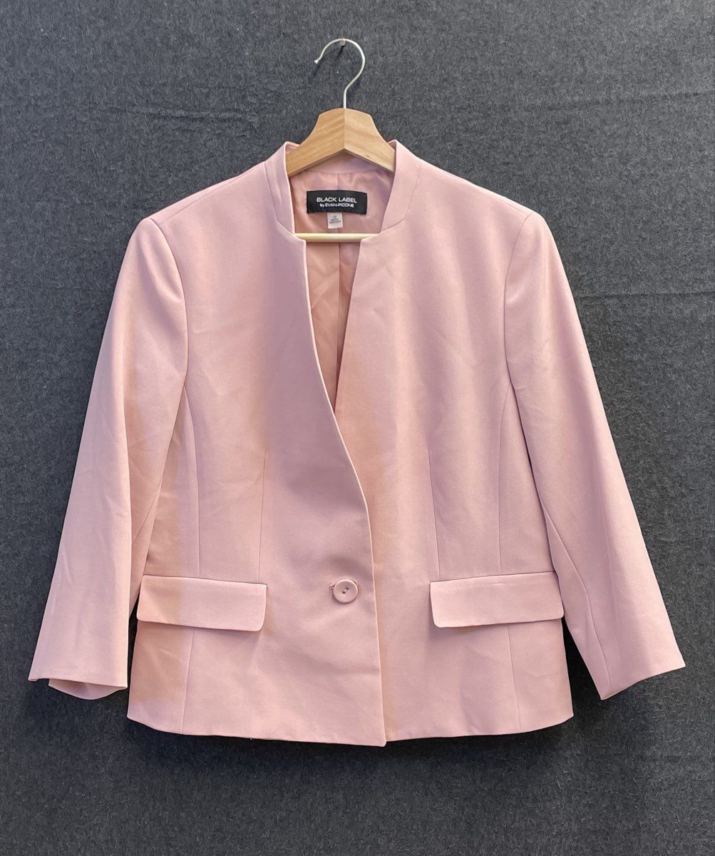 Black Label by Evan-Picone Women's Pink Single Button Stand Collar Blazer Sz 10