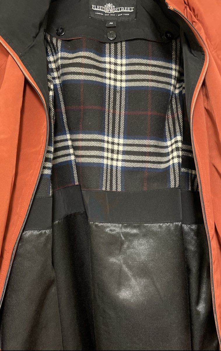 Fleet Street Women's Orange Hooded Jacket Plaid Lined Zip Snap Front Size PS