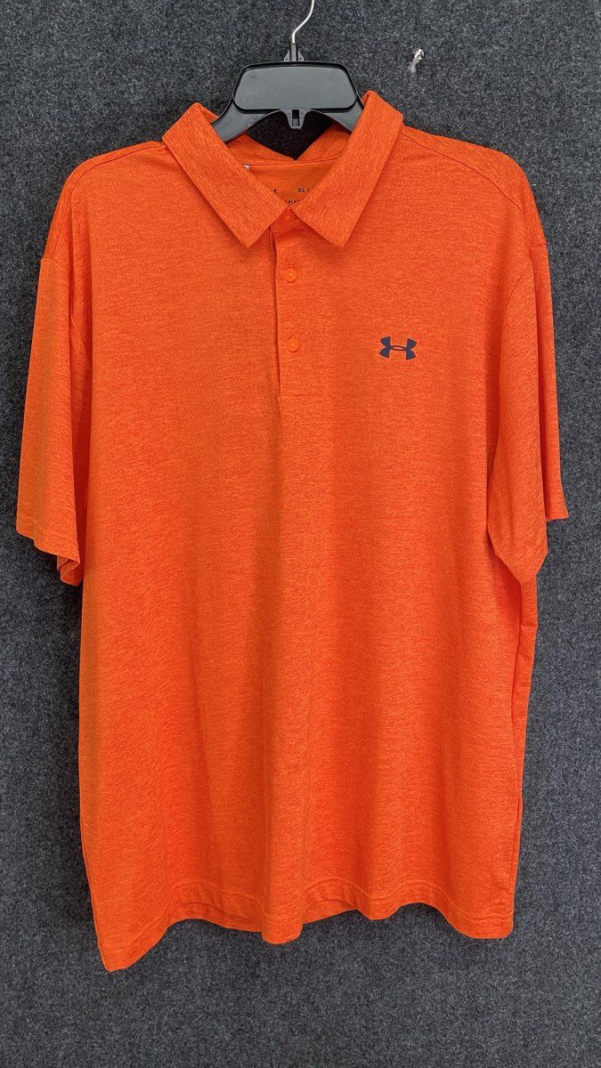 Under Armour Men's Playoff Polo Shirt Orange Heather Short Sleeve Stretch XL NWT