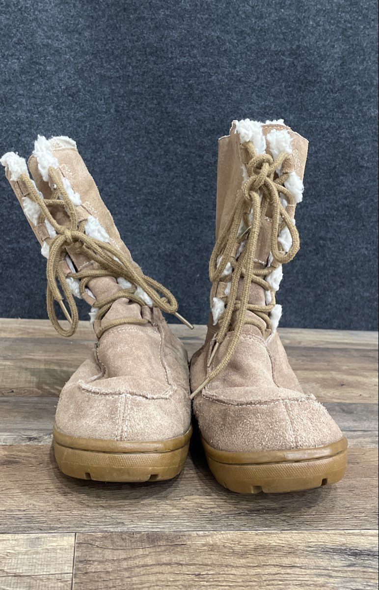Sonoma Life + Style Tan Faux Shearling Lace Up Winter Boots Women's Size 8