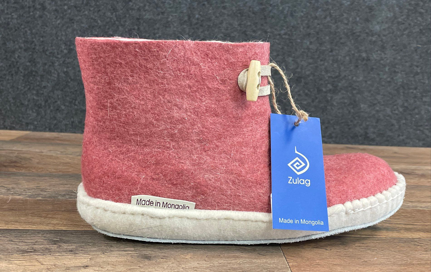 Zulag Pure Sheep Wool Felted Bootie Slippers Rose Pink Made in Mongolia Size 37