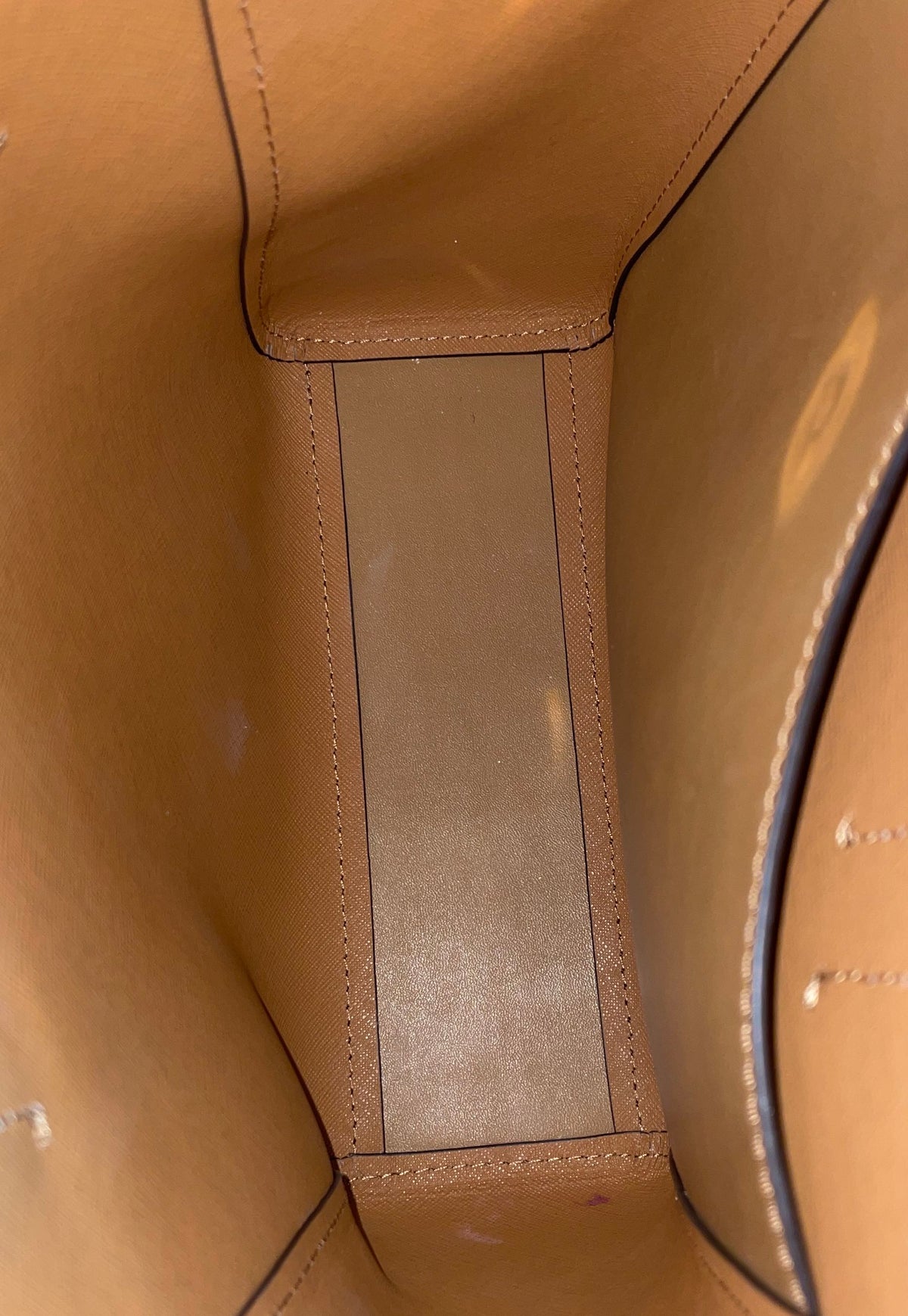 Michael Kors Tan Saffiano Leather Open Top Tote Handbag Gold Hardware