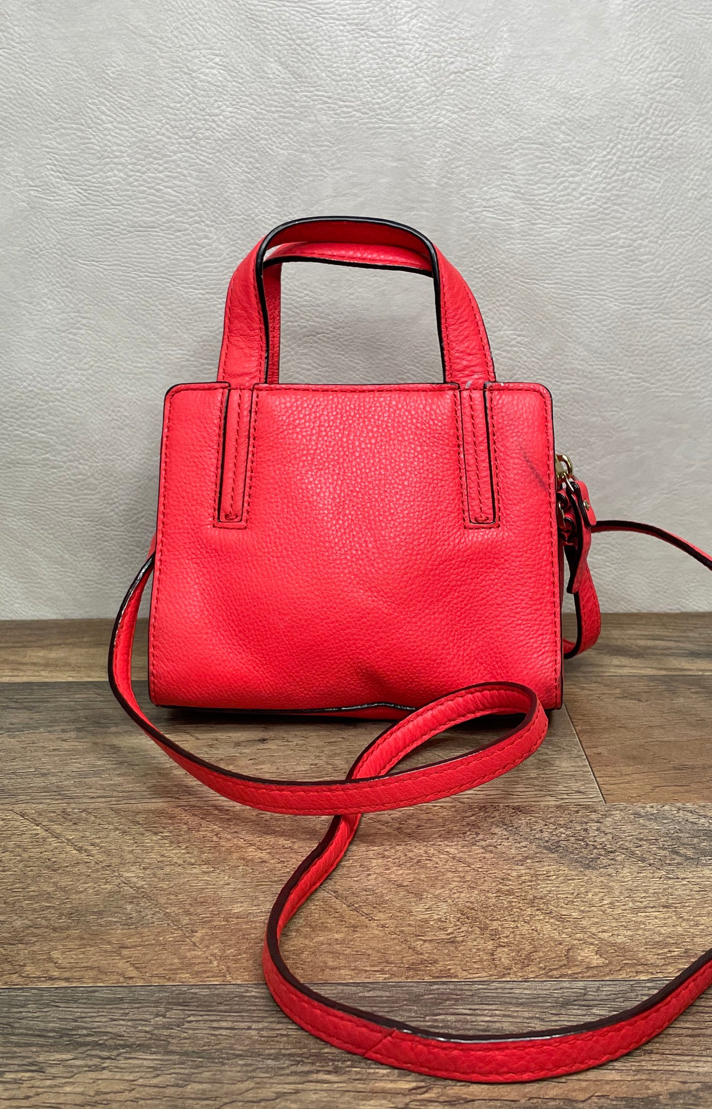 Kate Spade Red Pebbled Leather Mini Satchel Crossbody Bag Gold Hardware