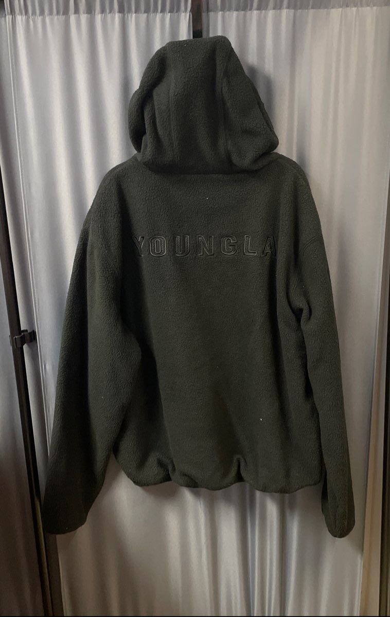 YoungLA Men's Black Sherpa Fleece Pullover Hoodie Embroidered Back Logo Sz XXL