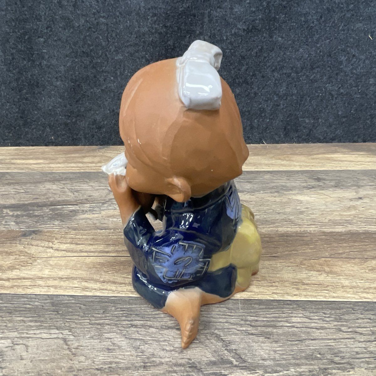 Vintage UCAGCO Japan Girl w/ Cat Figurine Blue Kimono Ceramic Statue 7"