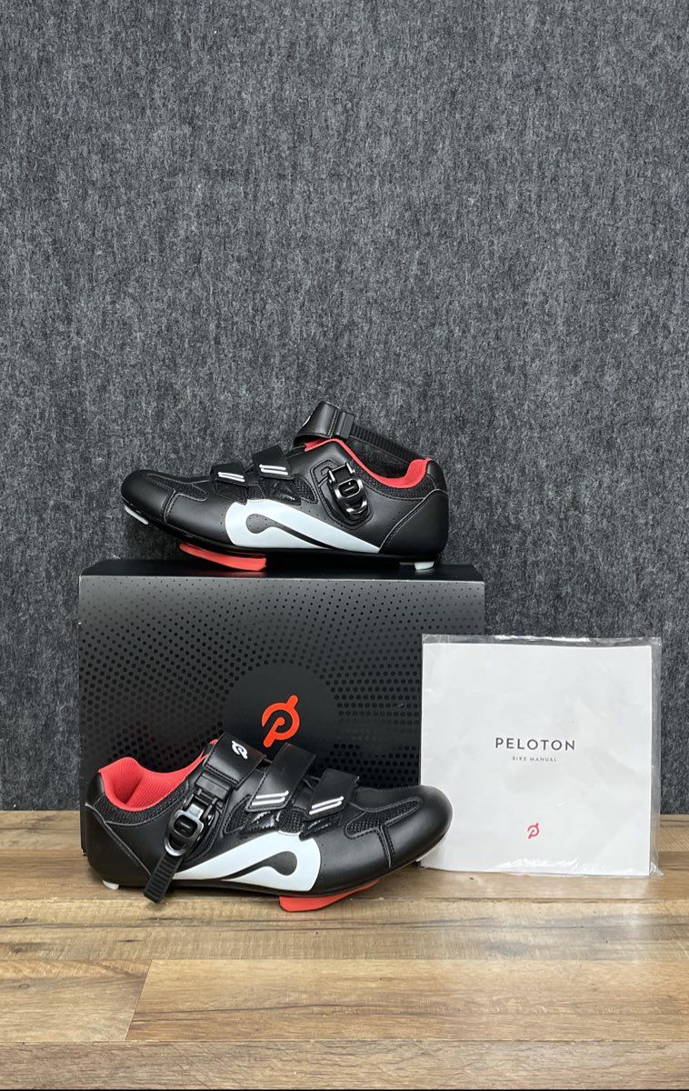 Peloton Original Cycling Shoes Black Red Size EU 41 US 8.5 With Cleats & Tools