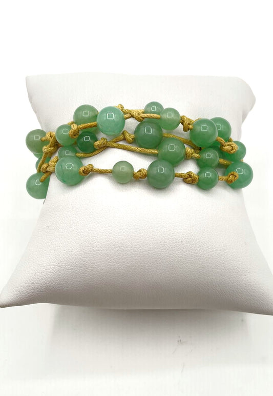 Green Aventurine Beaded Bracelet w/ 925 Sterling Silver Dove Charm 21.9g