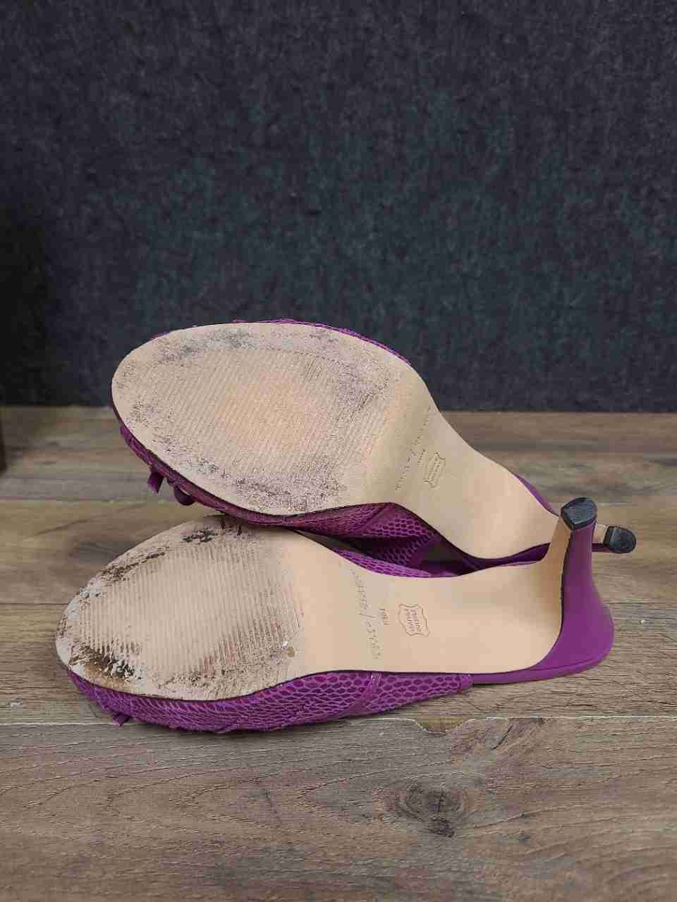 White House Black Market Purple Snakeskin Bow Slingback Heels Size 8.5M