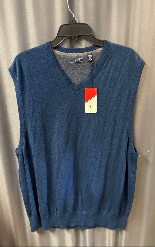 Izod Men's Blue Heritage Essentials V-Neck Wool Blend Sweater Vest NWT XXL
