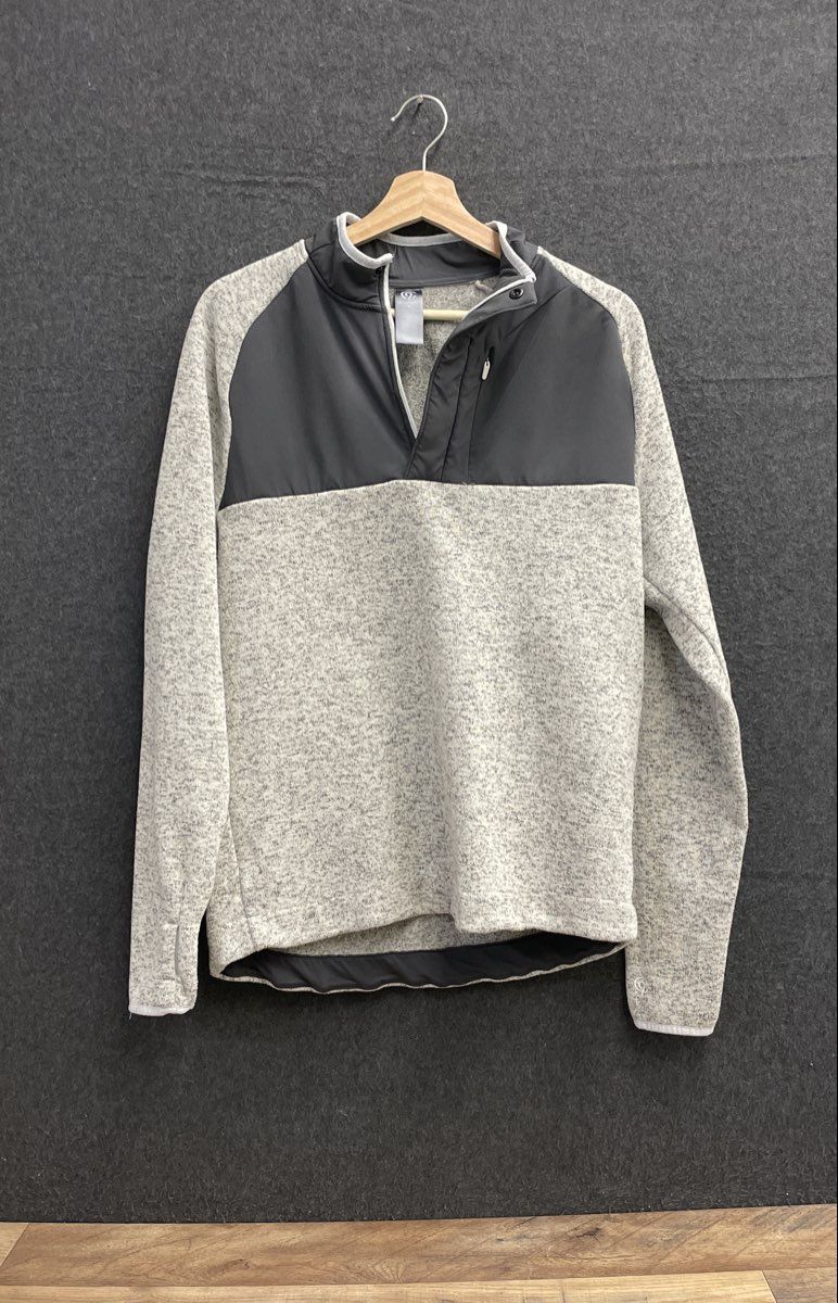 C9 Champion Men's Colorblock Fleece Pullover Gray Mock Neck Sz M