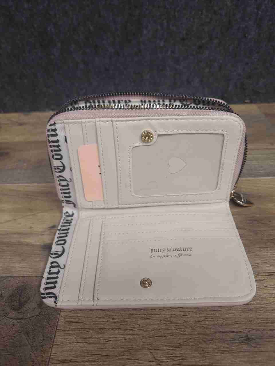 Juicy Couture Pink Leather & Black Velvet Wallet Card Holder Lot of 2