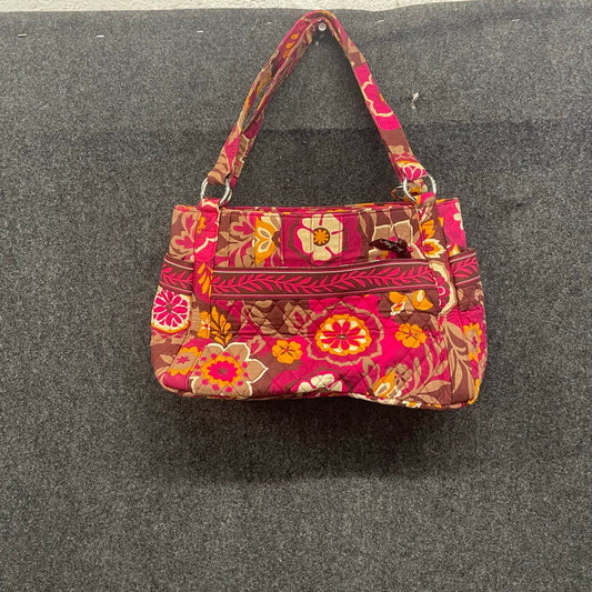 Vera Bradley Carnaby Quilted Shoulder Bag Floral Pink Orange Brown Vintage