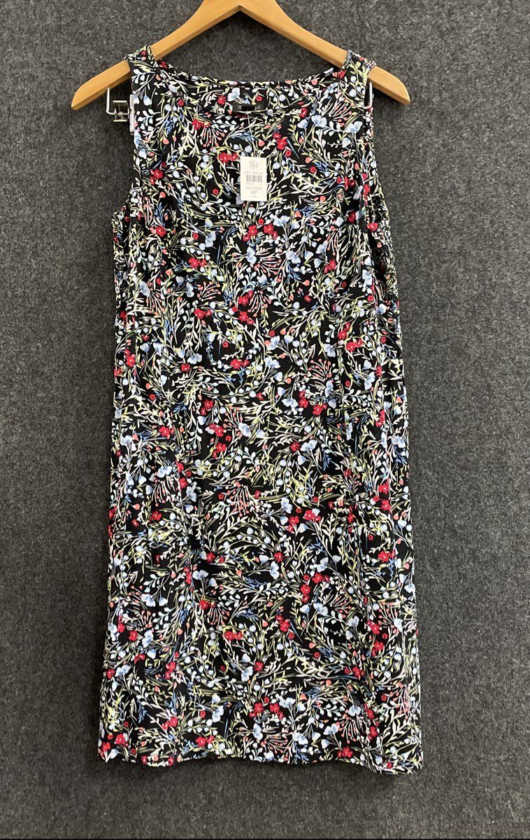 J. Jill Women's Wearever Collection Floral Smocked Back Sleeveless Dress MP NWT