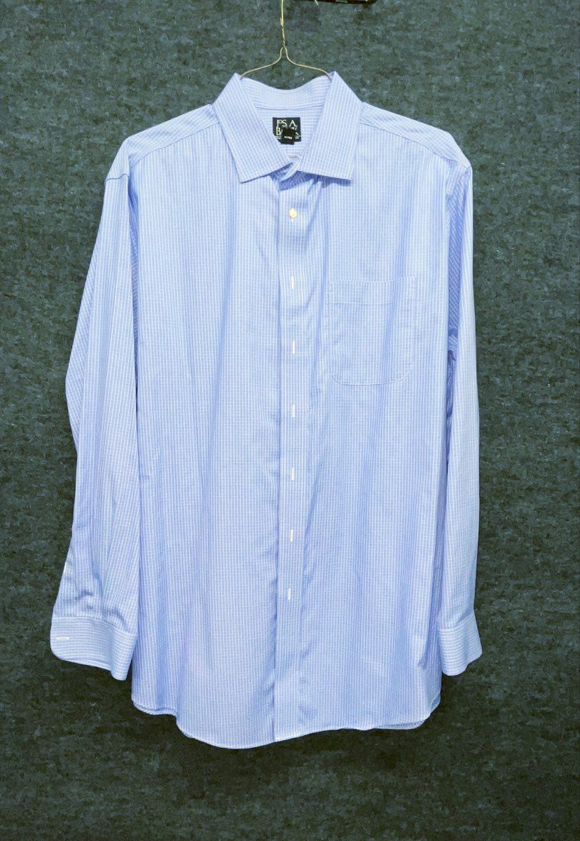 Jos. A. Bank Men's Tailored Fit Dress Shirt Lot of 3 Blue Checks 17.5 36