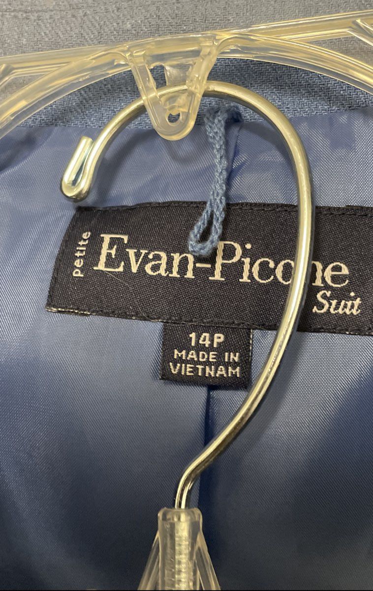 Evan-Picone Women's Blue Two Piece Skirt Suit Vintage Y2K Blazer Pencil Sz 14P