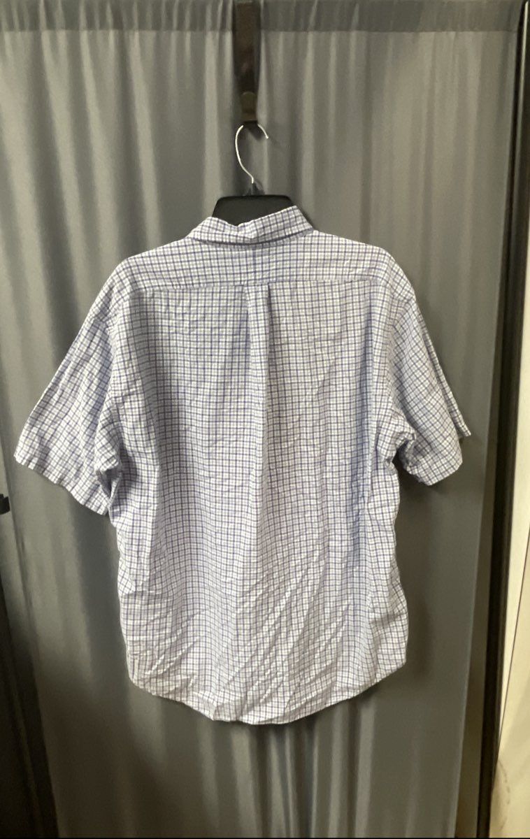 Ralph Lauren Men's Blake Short Sleeve Plaid Button Down Shirt Blue White Sz L