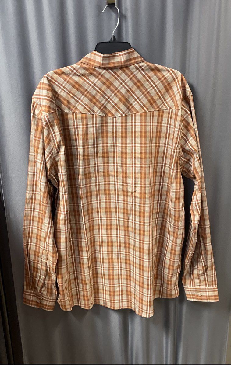 Eddie Bauer Men's Adventurer Flex Shirt Rust Brown Plaid Western Yoke NWT TXL