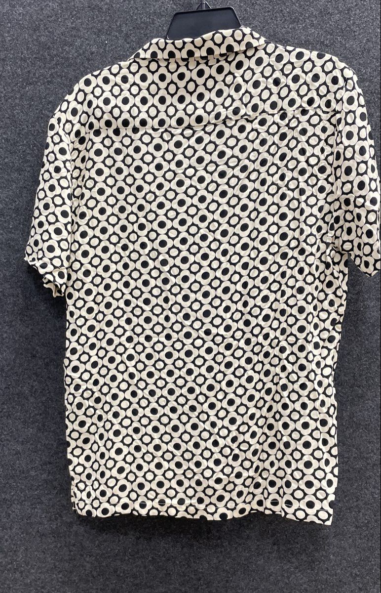 Denim & Flower Men's Short Sleeve Floral Mod Shirt Black Cream Viscose Sz M NWT