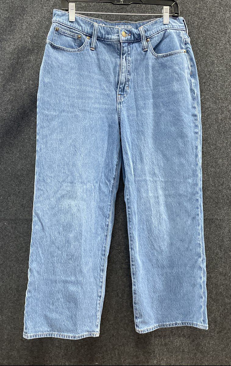 J.Crew Women's Blue Slim Wide Leg High Rise Stretch Denim Jeans Sz 31