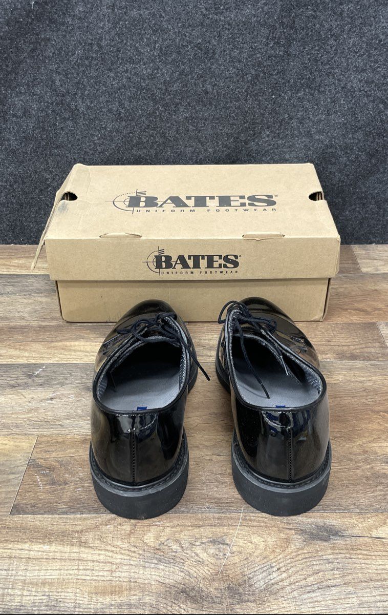 Bates High Gloss Black Uniform Oxford Men's Shoes Size 10.5D New With Box