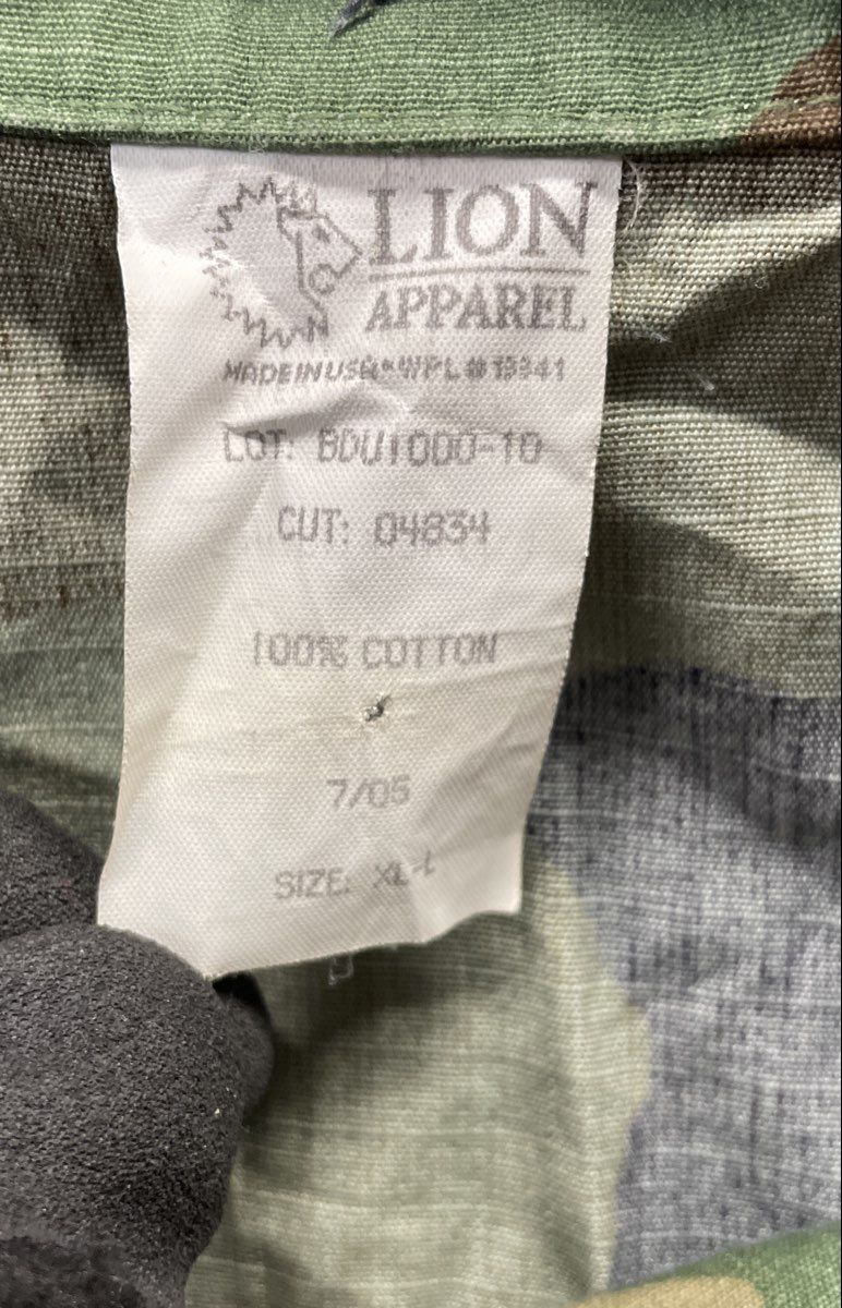 Vintage 2005 Lion Apparel Woodland Camo BDU Field Jacket Ripstop Sz XL-L USA