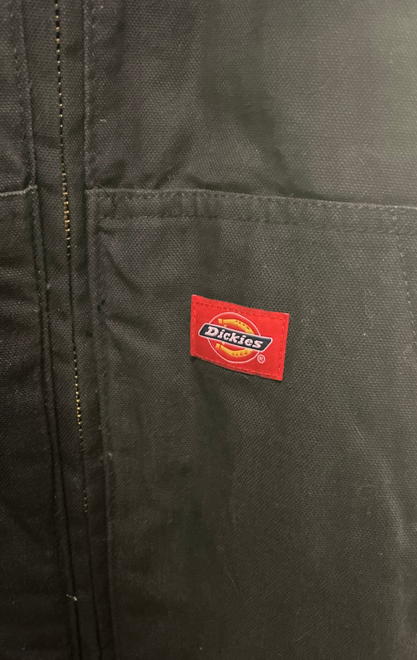 Dickies Men's Black Sherpa Lined Duck Canvas Hooded Full Zip Jacket Sz LT