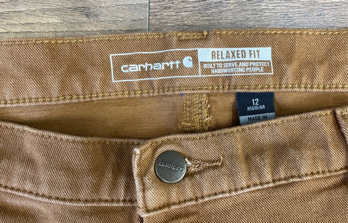 Carhartt Women's Brown Rugged Flex Relaxed Fit Double Front Work Pants Sz 12