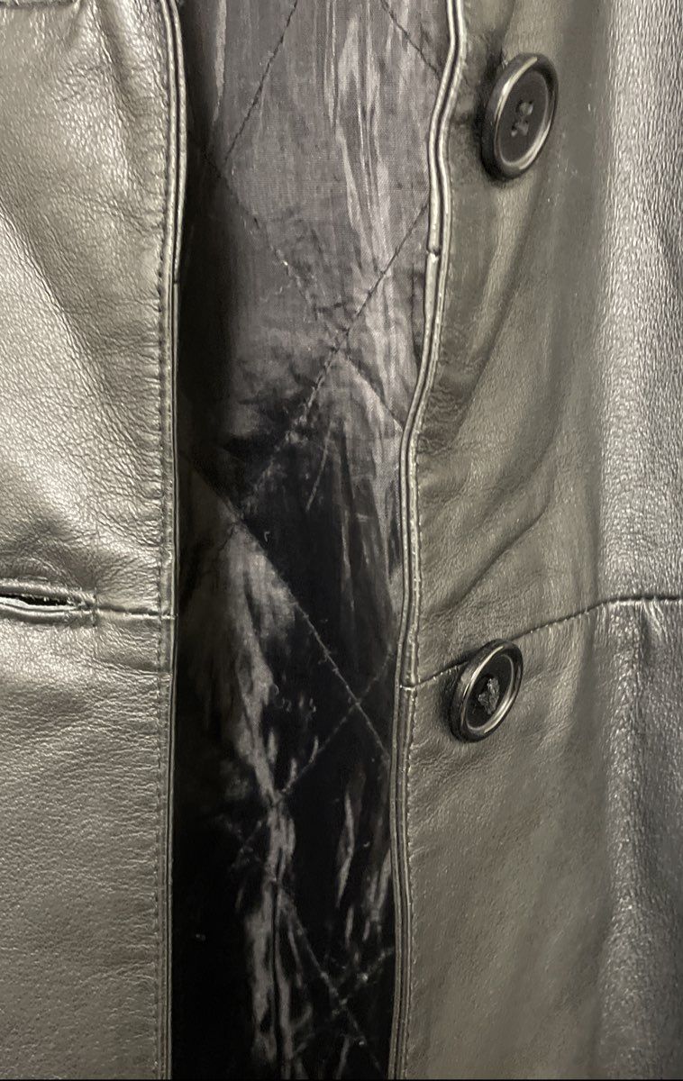 Michael Michelle Women's Black Genuine Leather Belted Trench Jacket Sz L