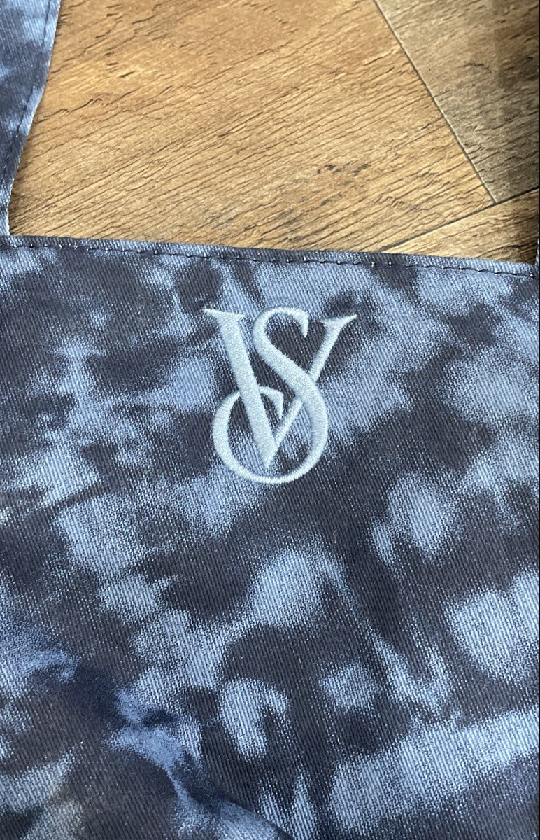 Victoria's Secret Blue Black Tie Dye Canvas Large Tote Bag 2023 Handbag