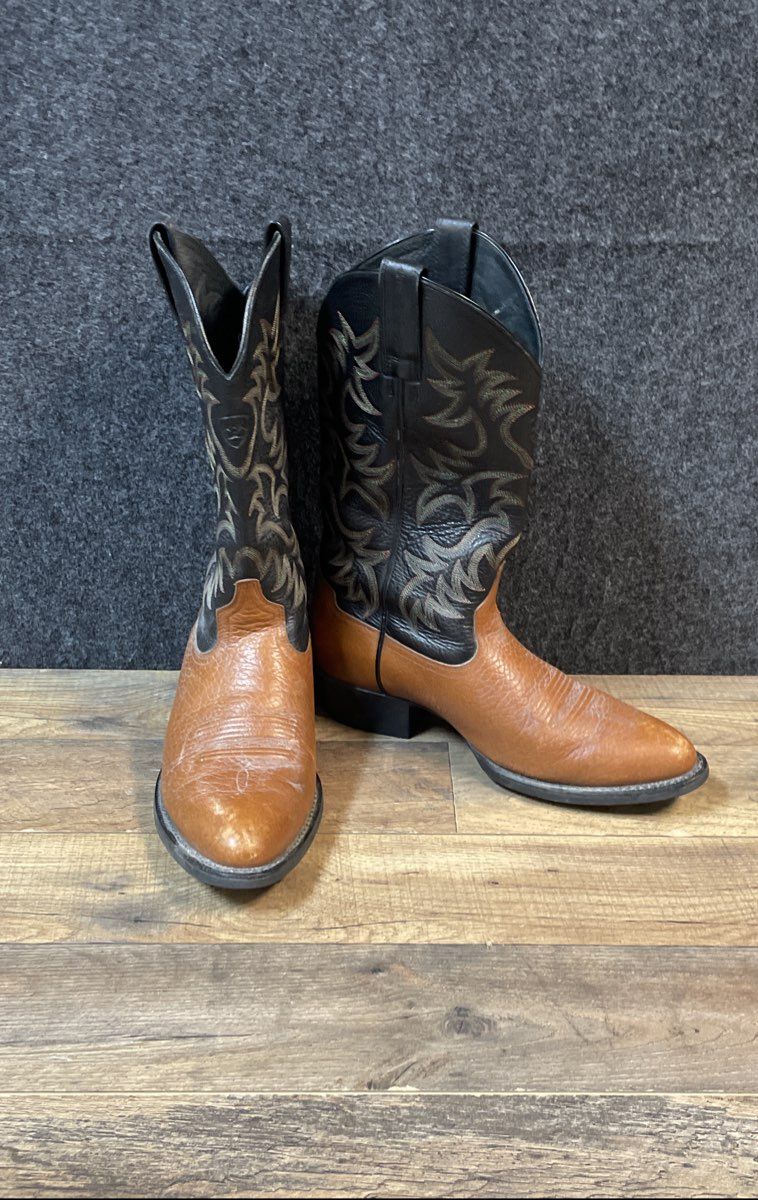 Ariat Men's Heritage Western R-Toe Black & Tan Leather Cowboy Boots Size 9D