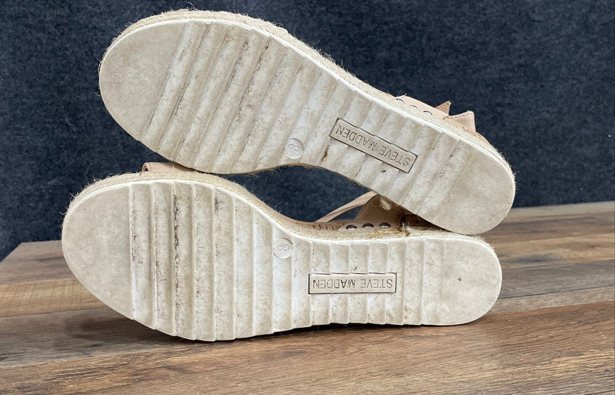 Steve Madden Tan Platform Espadrille Wedge Sandals Women's Size 8