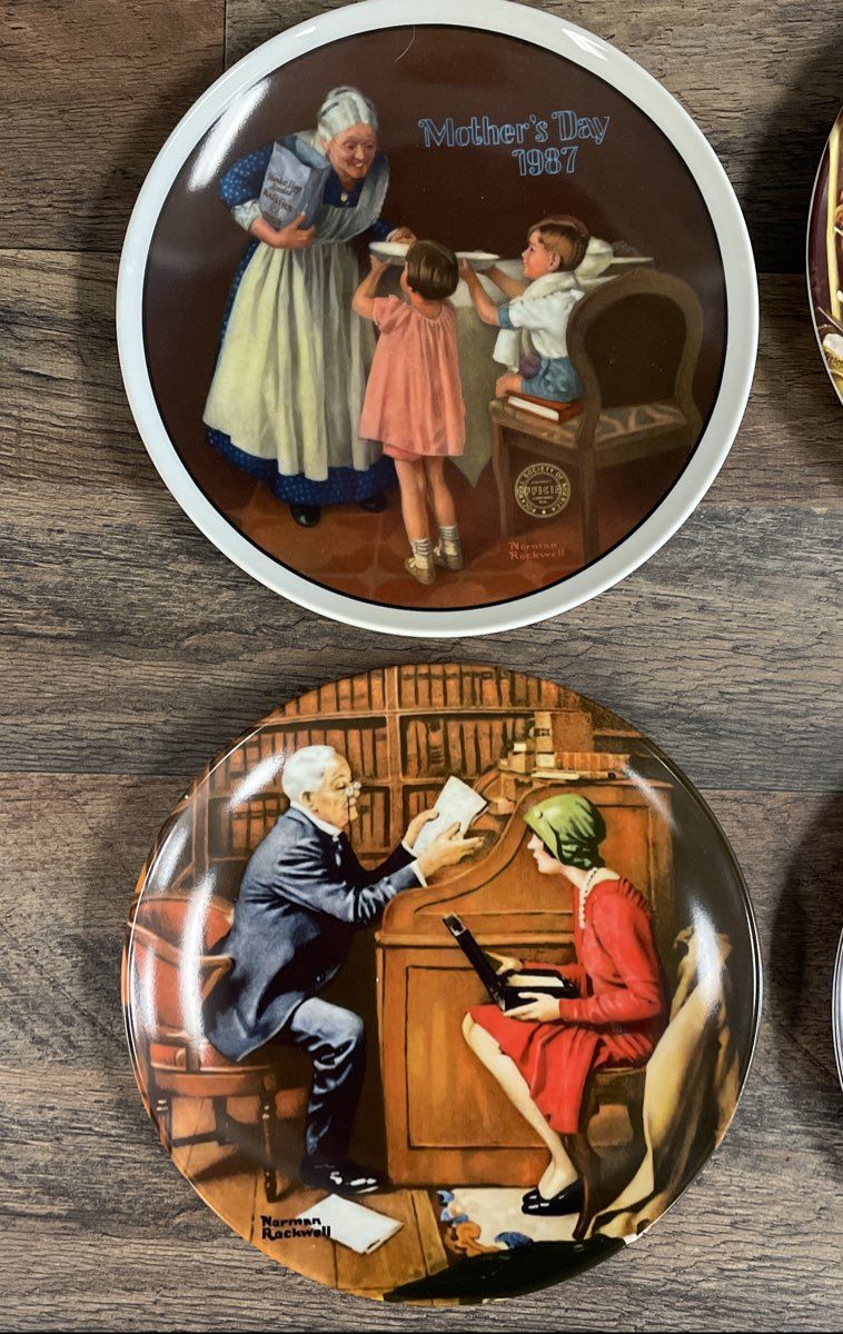 Norman Rockwell Lot of 4 Collector Plates Knowles 1980s Heritage Collection