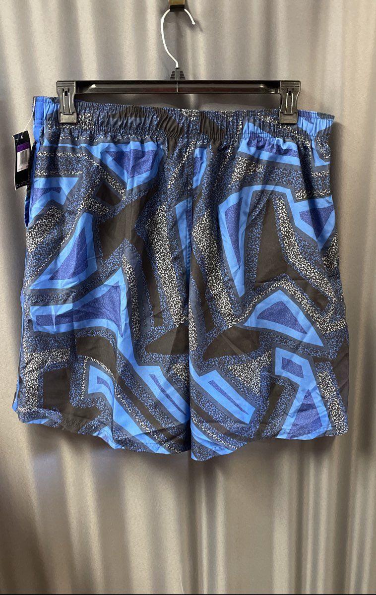 Nike Men's Blue Patterned Geometric Swim Trunks Mesh Lining Sz XXL NWT